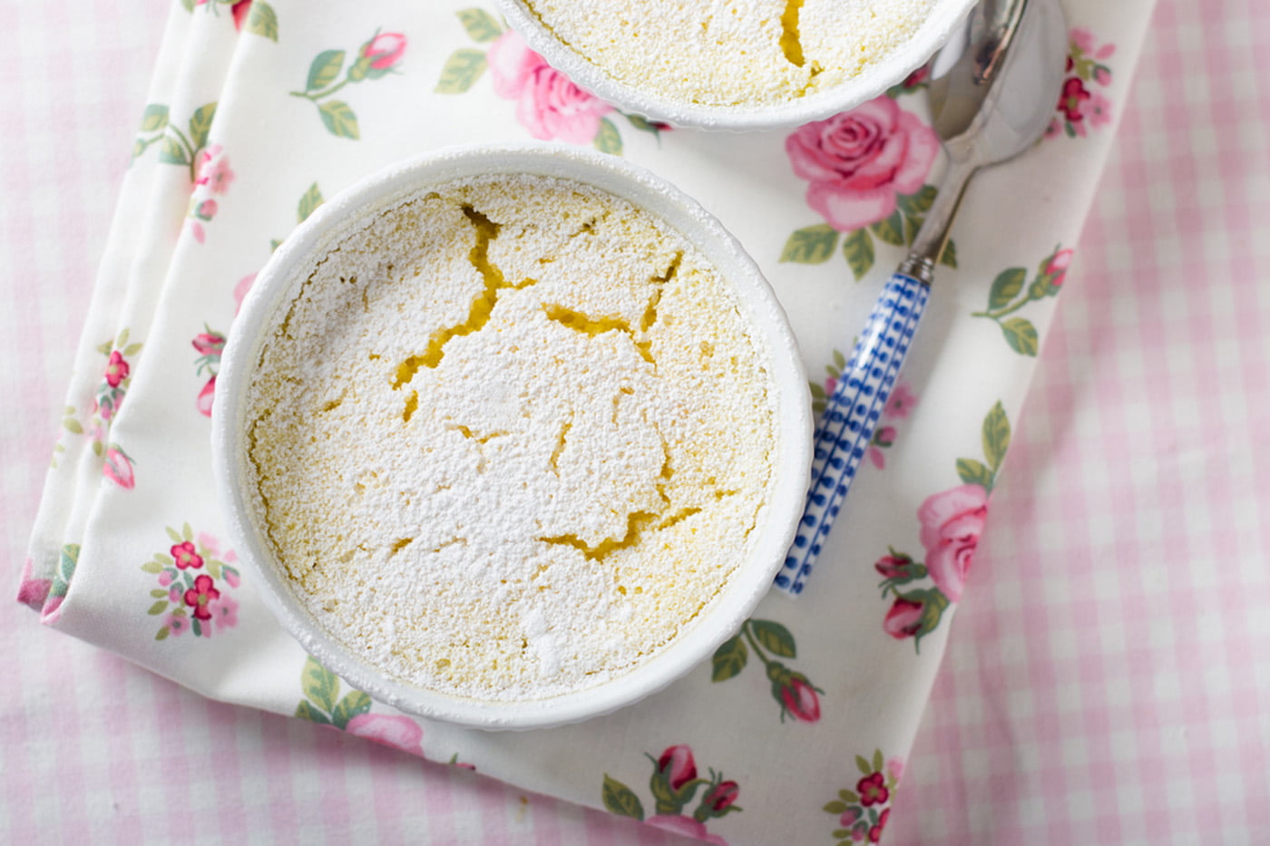 Lemon Surprise Pudding with Cream
