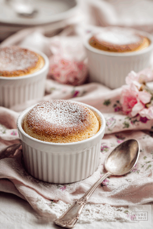 lemon surprise pudding baked in ramekins