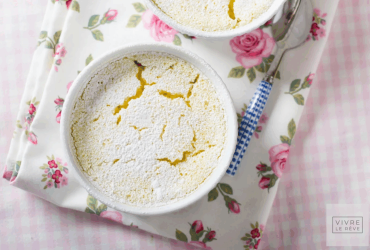 Lemon Surprise Pudding with Cream
