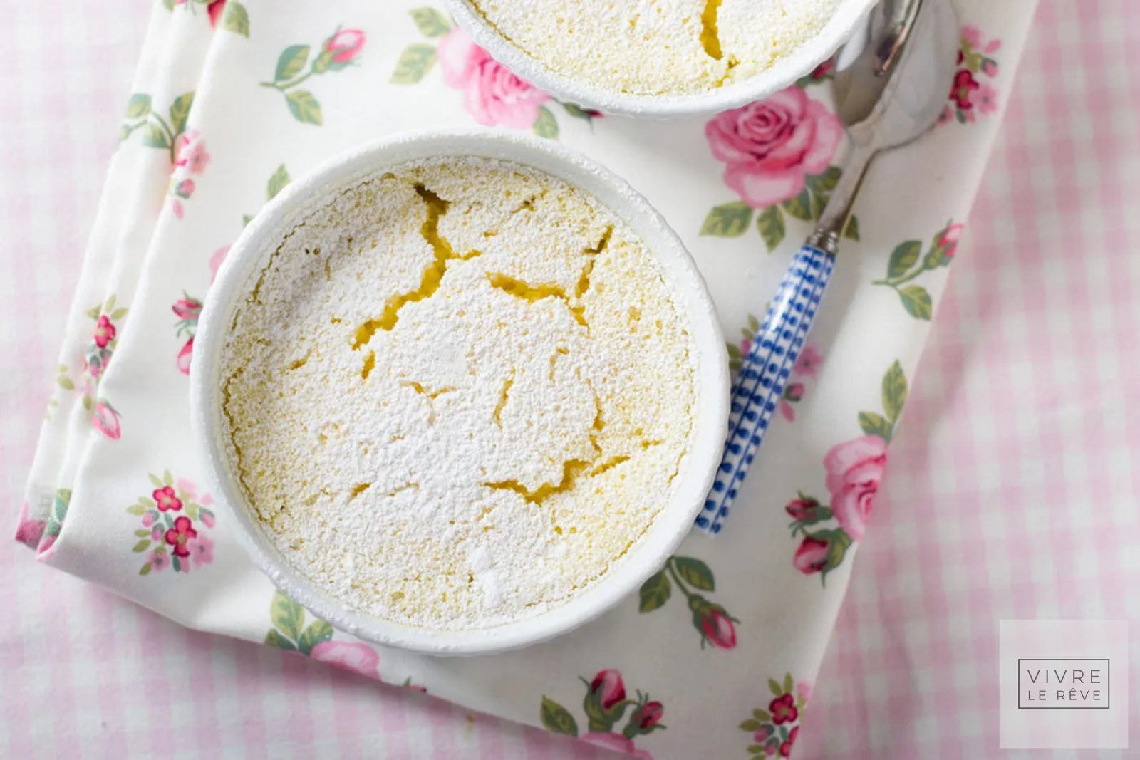 Lemon Surprise Pudding with Cream