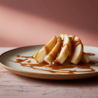 Apple slices and caramel sauce showing How to Make Caramel Sauce That Doesn’t Harden