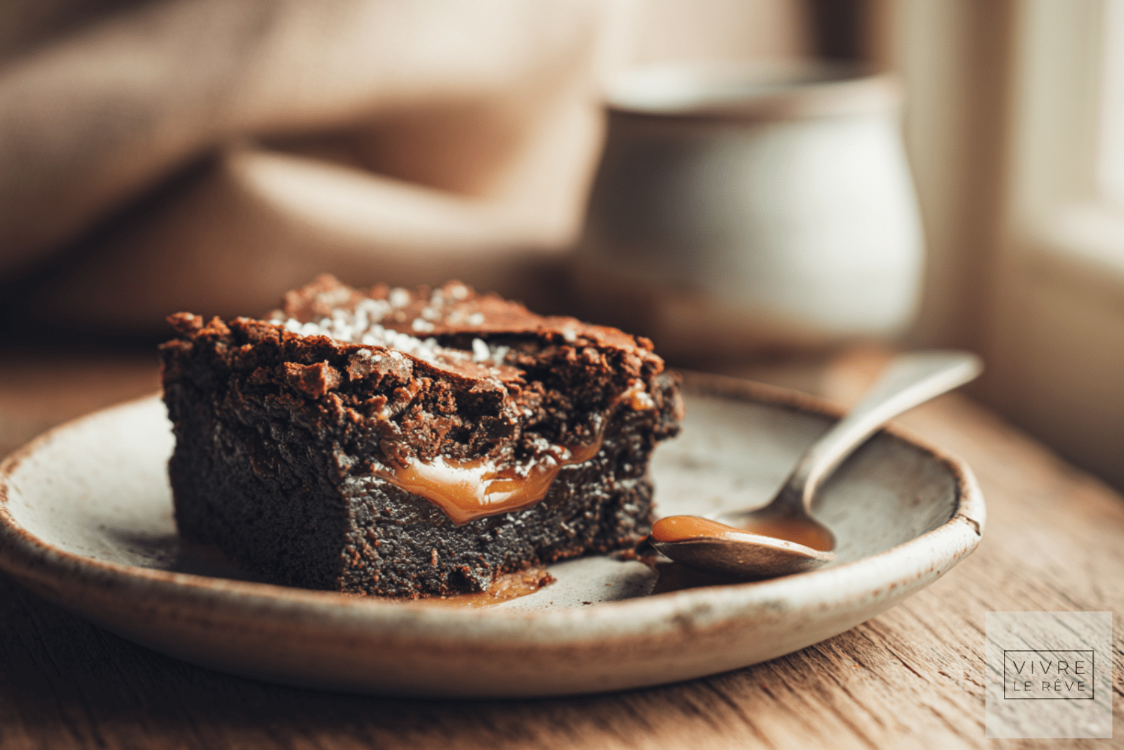 Salted Caramel Brownie on a plate showing how to make Salted Caramel Brownies