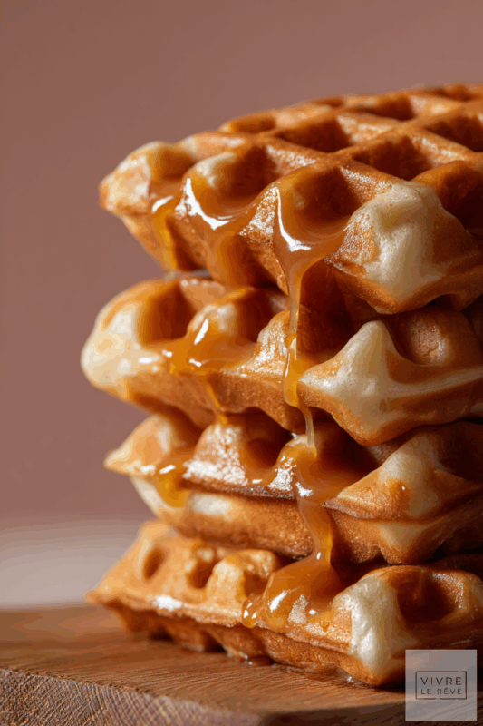 Perfect Salted Caramel Sauce on waffles