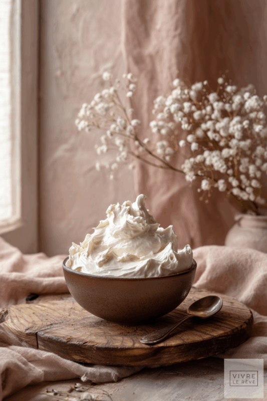 Whipped cream in a bowl showing How to Make Perfect Whipped Cream Every Time.