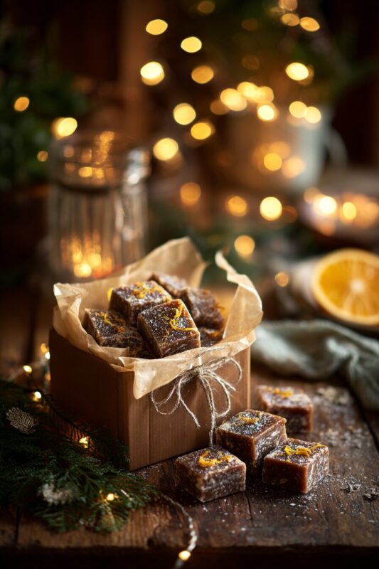 Orange chocolate fudge in kraft gift box