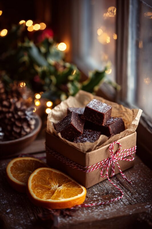 Orange chocolate fudge in gift box