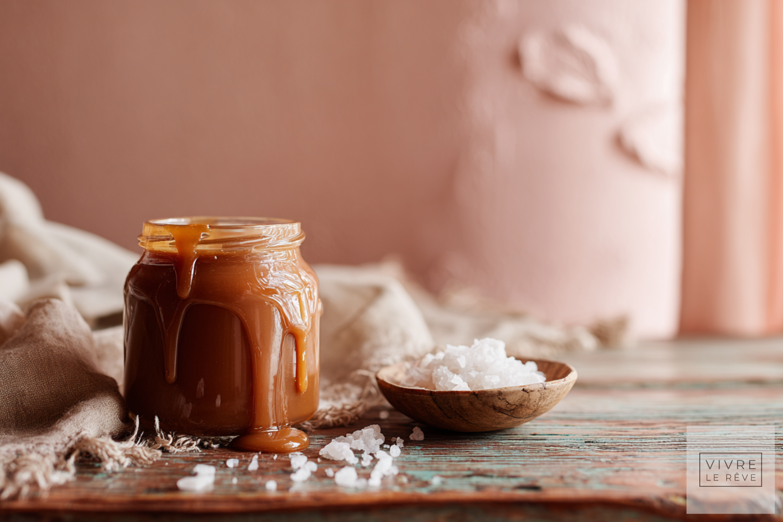 Jar of Perfect Salted Caramel Sauce on table
